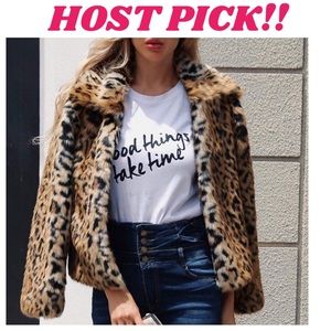 1 LEFT!🔥$25!🔥Sz 8-12 LEOPARD FAUX FUR JKT!